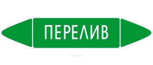 Самоклеящийся маркер Перелив (52 х 252 мм, с ламинацией) для использования на наружных трубопроводах