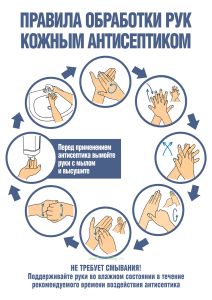 Плакат Правила обработки рук кожным антисептиком