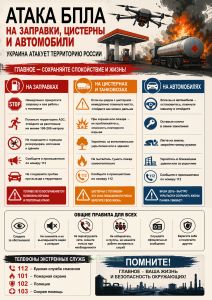 Плакат Памятка. Атака БПЛА на заправки, цистерны и автомобили