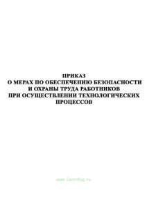 Приказ о мерах по обеспечению безопасности и охраны труда работников при осуществлении технологических процессов