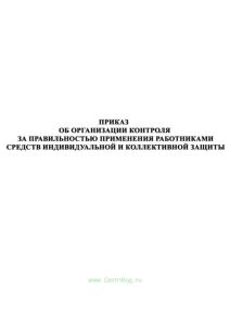 Приказ об организации контроля за правильностью применения работниками средств индивидуальной и коллективной защиты