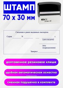 Штамп о ранее выданных паспортах гражданина Российской Федерации, удостоверяющих личность гражданина Российской Федерации на территории Российской Фед
