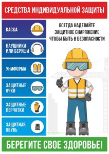 Плакат Средства индивидуальной защиты (Стройплощадка)