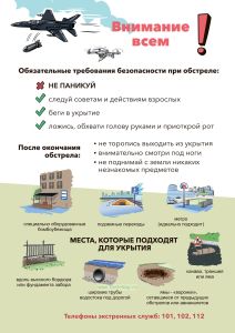 Плакат Внимание всем! Обязательные требования безопасности при обстреле №1