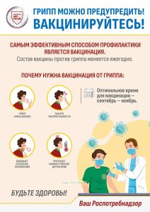 Плакат Грипп можно предупредить! Вакцинируйтесь!