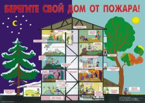 Плакат Берегите свой дом от пожара на самоклеящейся пленке