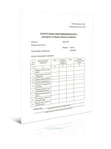 Контрольно-операционная карта разборки и сборки объекта ремонта