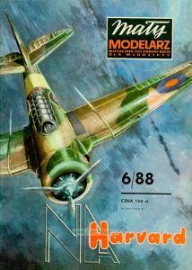 Журнал "Maly modelarz". Учебно-тренировочный самолет North American T-6 Texan Mk.IIB из бумаги и картона (№6, 1988)