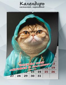 Календарь настенный, перекидной Идеи на тему Котики в костюмах на 2025 год
