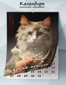 Календарь настенный, перекидной Кошки-невесты на 2025 год