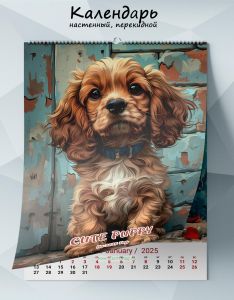 Календарь настенный, перекидной Cute puppy на 2025 год