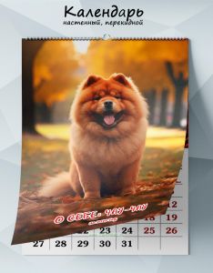 Календарь настенный, перекидной О себе: Чау-чау на 2025 год