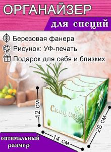 Органайзер для специй Вдохновение дождем, 4 отсека, 12х14х26 см