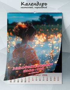 Календарь настенный, перекидной Завораживающие Нэко-тян на 2026 год