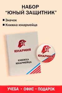 Набор Юный защитник (личная книжка юнармейца, значок)