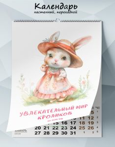 Календарь настенный, перекидной Увлекательный мир кроликов на 2025 год