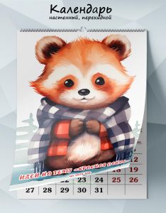 Календарь настенный, перекидной Идеи на тему Красная панда на 2025 год