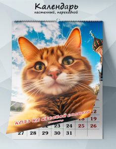 Календарь настенный, перекидной Котэ на Красной площади на 2025 год