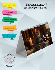 Настольный календарь-домик Йога с котами на 2025 год