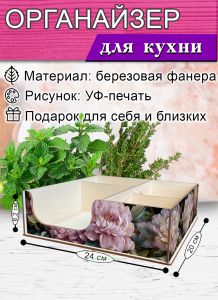 Органайзер барный для кофе, чая, специй и салфеток Великолепные пионы (мини), 20 х 24 х 6,2 см, 5 отсеков