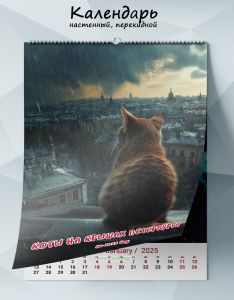 Календарь настенный, перекидной Коты на крышах Петербурга на 2025 год