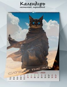 Календарь настенный, перекидной Cats of the Dune на 2025 год