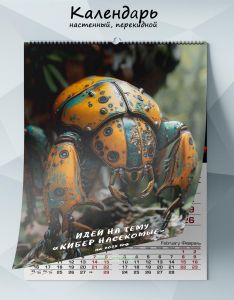 Календарь настенный, перекидной Идеи на тему Кибер насекомые на 2025 год
