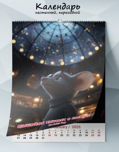 Календарь настенный, перекидной Мышонок мечтает о космосе на 2025 год