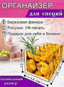 Органайзер для специй Золотая россыпь, 4 отсека, 12х14х26 см