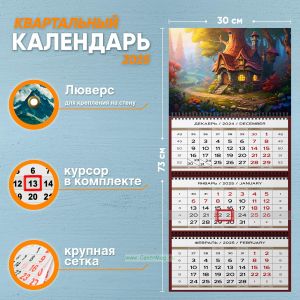 Календарь квартальный Загадочный домик на 2025 год