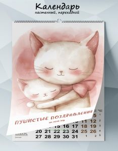 Календарь настенный, перекидной Пушистые поздравления на 2025 год