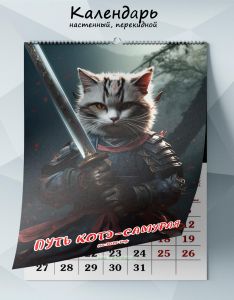 Календарь настенный, перекидной Путь котэ-самурая на 2025 год