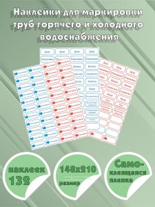 Наклейки для маркировки труб горячего и холодного водоснабжения
