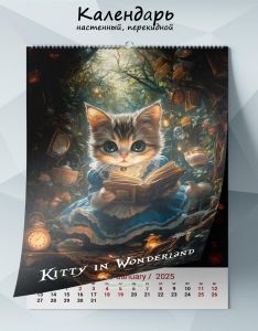 Календарь настенный, перекидной Kitty in Wonderland на 2025 год