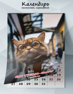 Календарь настенный, перекидной Кот тревел-блогер на 2025 год