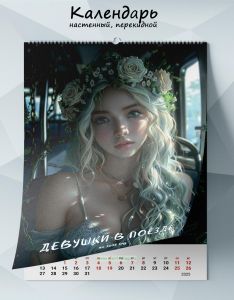 Календарь настенный, перекидной Девушки в поезде на 2025 год