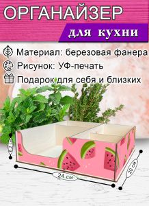 Органайзер барный для кофе, чая, специй и салфеток Дольки арбуза (мини), 20 х 24 х 6,2 см, 5 отсеков