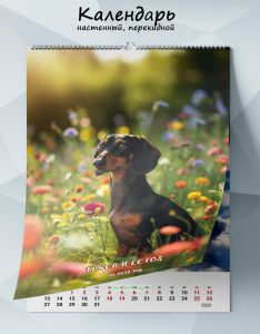 Календарь настенный, перекидной Такса и ее год на 2025 год