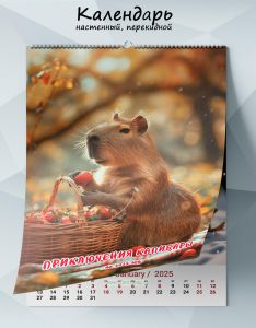 Календарь настенный, перекидной Приключения капибары на 2025 год