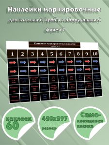 Наклейки маркировочные для котельной. Трубы и оборудование (форма 7)