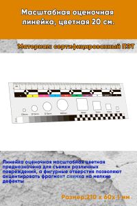 Масштабная оценочная линейка, цветная 20 см.
