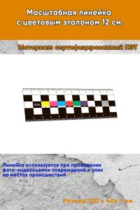 Масштабная линейка с цветовым эталоном 12 см.