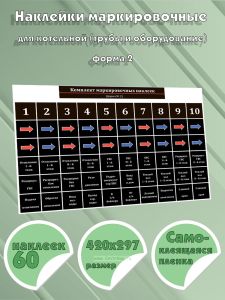 Наклейки маркировочные для котельной. Трубы и оборудование (форма 2)