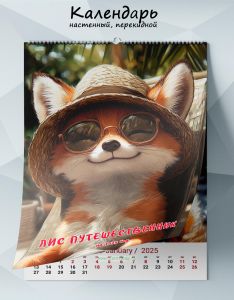 Календарь настенный, перекидной Лис путешественник на 2025 год