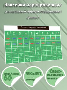 Наклейки маркировочные для котельной. Трубы и оборудование (форма 3)