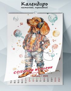 Календарь настенный, перекидной Собачьи истории на 2025 год