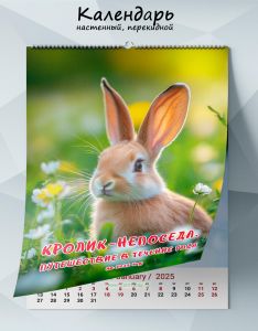 Календарь настенный, перекидной Кролик-непоседа. Путешествие в течение года на 2025 год