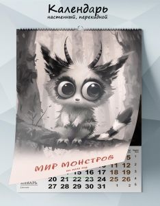 Календарь настенный, перекидной Мир монстров на 2025 год