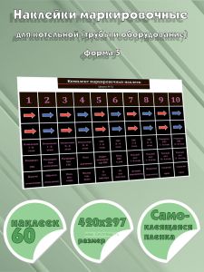 Наклейки маркировочные для котельной. Трубы и оборудование (форма 5)