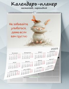 Календарь-планер настенный, перекидной Не забывайте улыбаться, даже если вам грустно на 2025 год